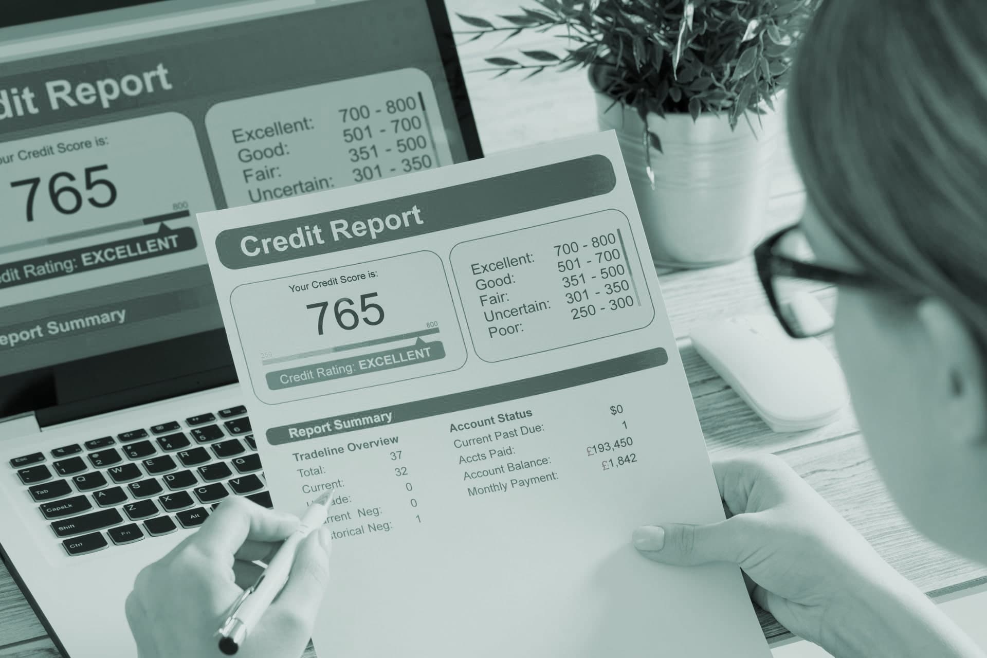 woman checks the credit report and how many credit points 669987415 min
